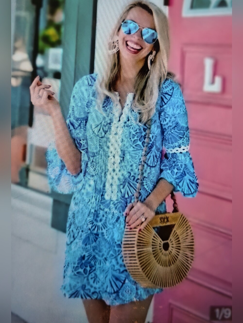 Lilly Pulitzer Hollie Tunic Top Turquoise Blue Dress Women's Size XS